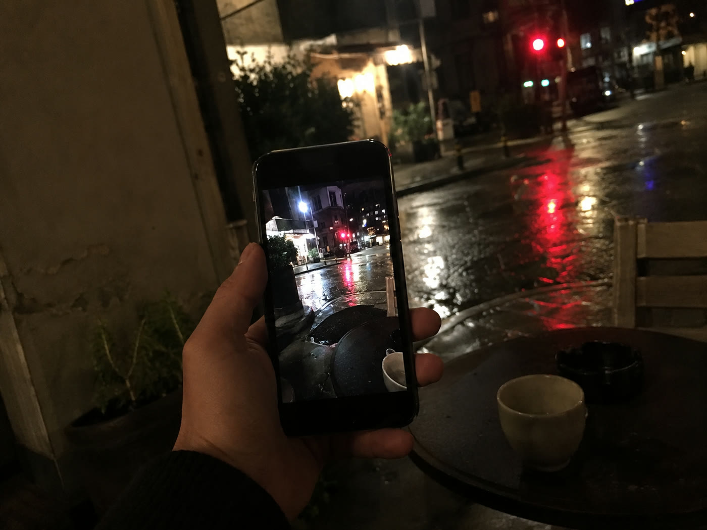 Filming a cinematic night scene on a phone